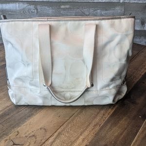 Medium White & Sliver Coach Bag